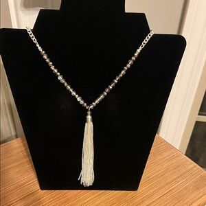 Elegant Silver Tassel Necklace